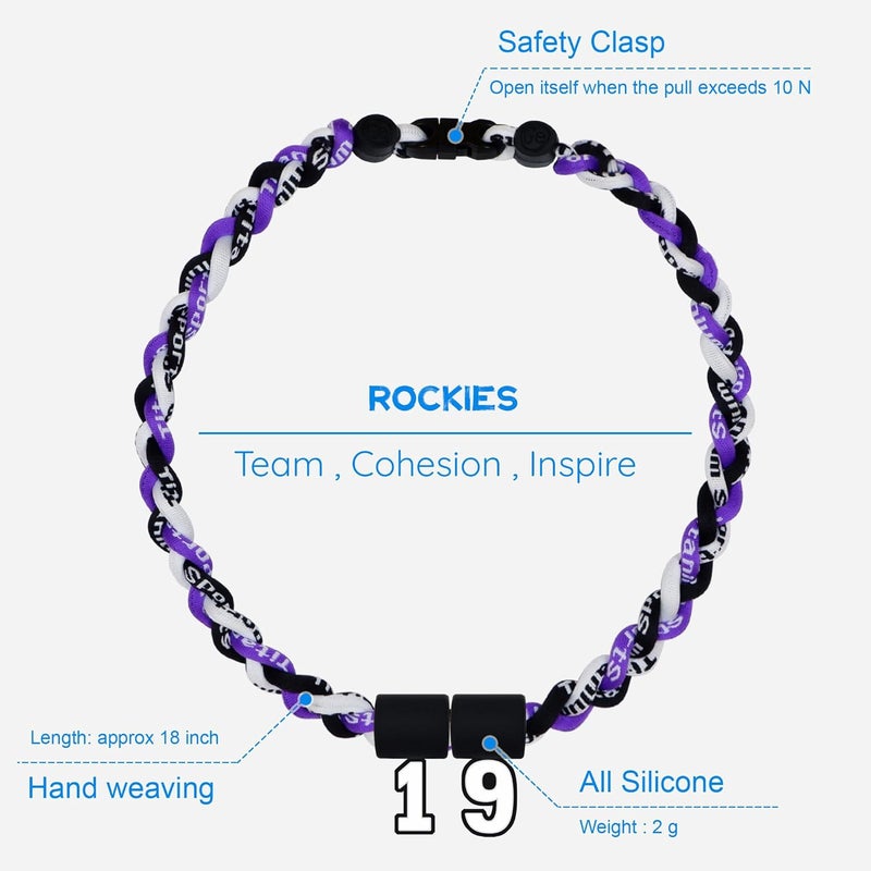 SUPBOMM Baseball Rope Necklaces, League Team Colors Braided Necklace with Number Pendant, Baseball Team Gifts - Image 2